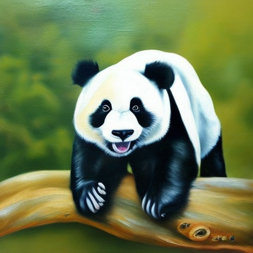 Картина маслом с изображением панды