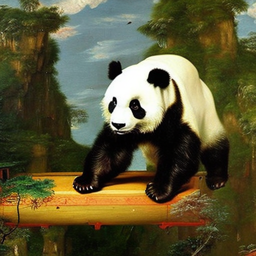 Картина маслом панды, написанная Леонардо да Винчи и Фредериком Эдвином Черчем